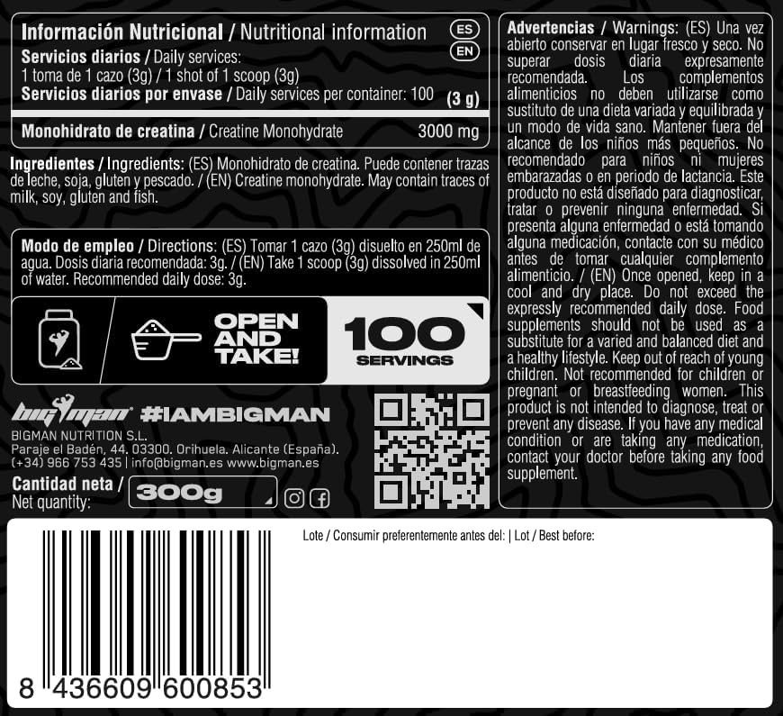 Pack BigMan Ultimate Whey 1kg + Creatina 180g | Proteína de Suero